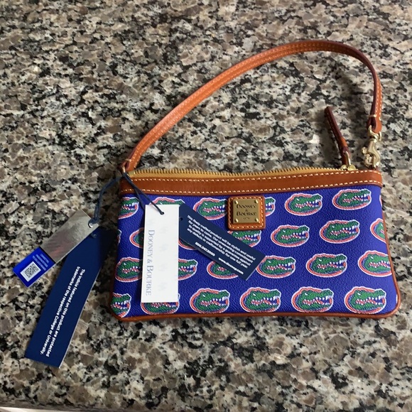 NWT Dooney & Bourke Florida Gators Leather Zipper Clutch Purse Strap Wristlet - Picture 1 of 11